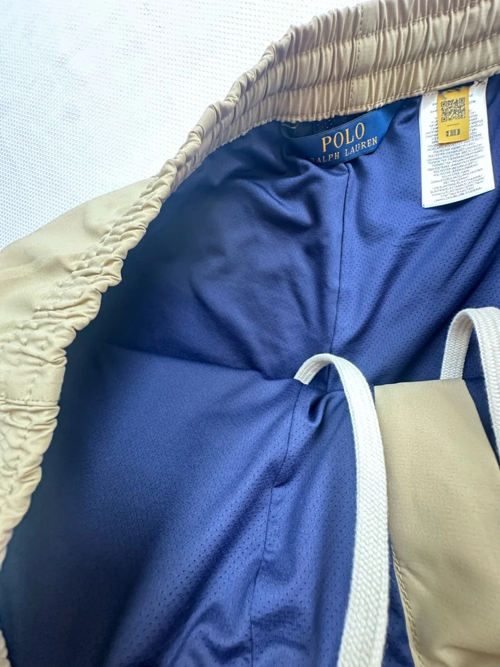 NWT Polo Ralph Lauren Elasticized Waistband Mid-Rise Trunks Beige Small $110